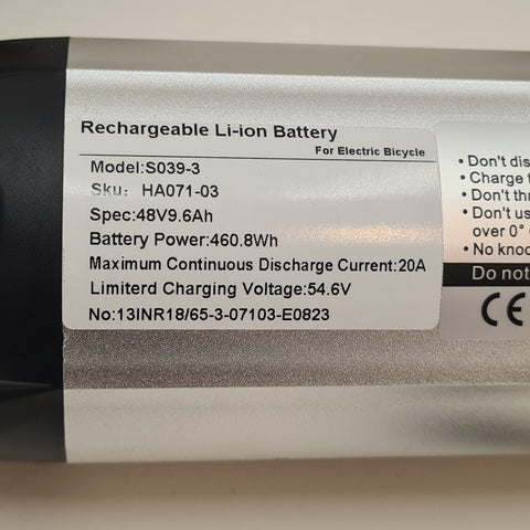 Bottle battery (48V9.6ah)